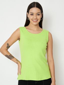 BRINNS - Green Round Neck Cotton Non Padded Camisole Top