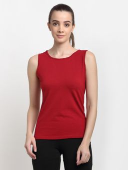 BRINNS - Maroon Round Neck Cotton Non Padded Camisole Top