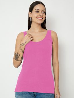BRINNS - Purple Round Neck Cotton Non Padded Camisole Top