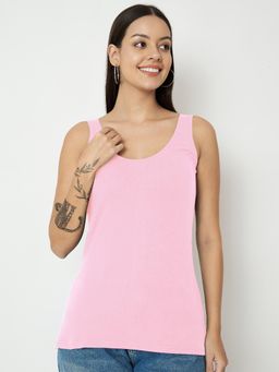 BRINNS - Pink Round Neck Cotton Non Padded Camisole Top