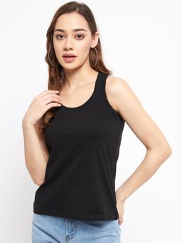 BRINNS - Black Round Neck Non-Padded Racer Back Camisole Top