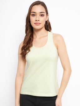 BRINNS - Cream Round Neck Non-Padded Racer Back Camisole Top