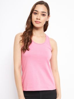 BRINNS - Pink Round Neck Non-Padded Racer Back Camisole Top