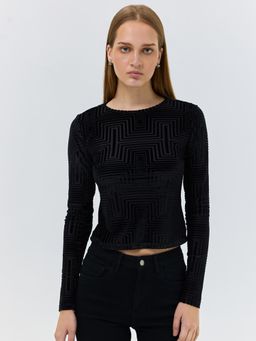 Cover Story - Black Self Design Party Top