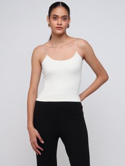 Cover Story - White Solid Camisole Top