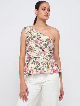 Cover Story - Pink Floral Peplum Top