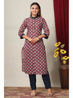 Doriyaan - Women Floral Printed Straight Jaipuri Cotton Kurta