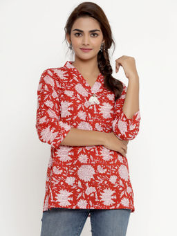 Doriyaan - Womens Cotton Floral Print Short Kurti