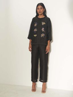 FEBo6 - Primrose Black Embroidered Co-Ord (Set of 2)