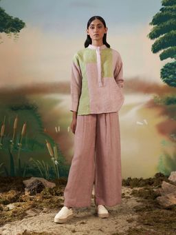 FEBo6 - Oak Pink Colorblock Shirt with Pant (Set of 2)