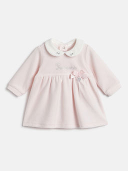 Chicco - Girls Pink Embellished Round Neck A-Line Dress