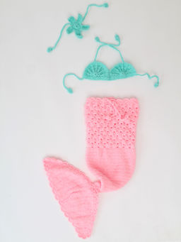 Woonie - Pink Mermaid Tale Top with Bottom & Headband