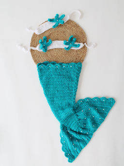Woonie - Blue Mermaid Tale Top with Bottom & Headband
