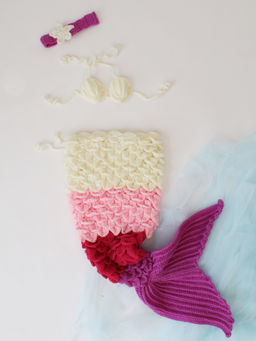 Woonie - Multi-Color Mermaid Tale Top with Bottom & Headband
