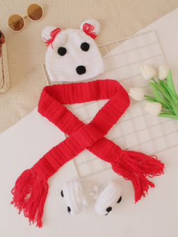 Woonie - White Puppy Photoshoot Cap with Socks & Scarf Costume