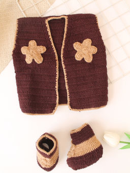 Woonie - Brown Cow Boy Baby Photoshoot Top with Socks