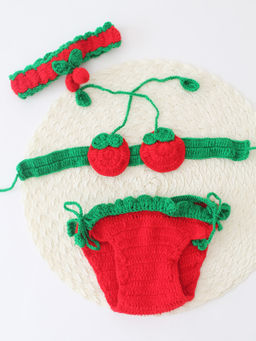 Woonie - Multi-Color Tomato Fruity Photoshoot Top with Bloomer & Headband