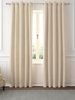 GM - 7 Feet Geometric Grommet Semi-Sheer Door Curtain Panel (Set of 2)