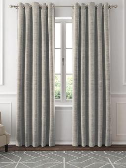 GM - 7 Feet Geometric Grommet Semi-Sheer Door Curtain Panel (Set of 2)