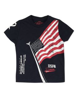 U.S. POLO ASSN. - Flag Print Cotton T-Shirt Navy Blue