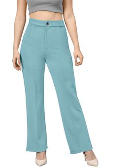 Odette - Light Blue Polyester Trouser For Women