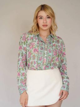 HOUSE OF SAL - Printed Satin Shirt- Multi