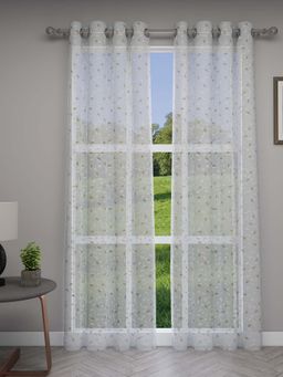 GM - 7 Feet Botanical Grommet Sheer Door Curtain Panel (Set of 2)