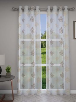 GM - 7 Feet Damask Grommet Sheer Door Curtain Panel (Set of 2)