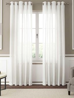 GM - 7 Feet Solid Grommet Sheer Door Curtain Panel (Set of 2)