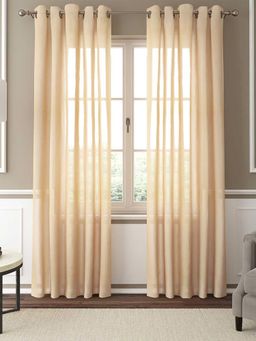 GM - 7 Feet Solid Grommet Sheer Door Curtain Panel (Set of 2)