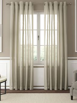GM - 7 Feet Solid Grommet Sheer Door Curtain Panel (Set of 2)