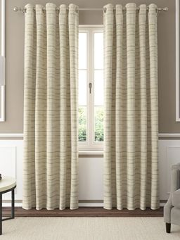 GM - 7 Feet Textures Grommet Semi-Sheer Door Curtain Panel (Set of 2)