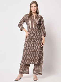 Salwat - Ethnic Motifs Printed Gotta Patti Straight Kurta with Palazzo (Set of 2)