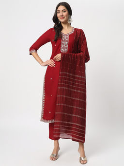 Salwat - Embroidered Kurta with Trouser & Dupatta (Set of 3)