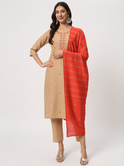 Salwat - Floral Embroidered Regular Thread Work Kurta with Trouser & Dupatta (Set of 3)