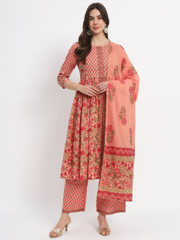 Salwat - Floral Printed Gotta Patti Kurta with Palazzo & Dupatta (Set of 3)