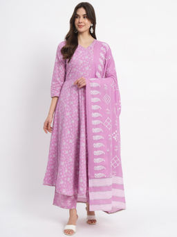 Salwat - Floral Printed Angrakha Gotta Patti Kurta with Palazzo & Dupatta (Set of 3)