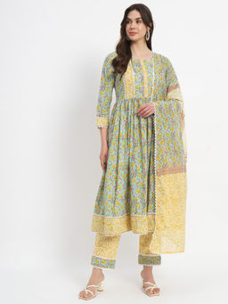 Salwat - Floral Printed Gotta Patti Kurta with Trouser & Dupatta (Set of 3)