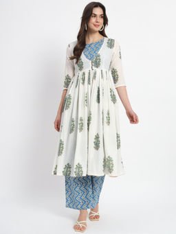 Salwat - Ethnic Motifs Printed Regular Kurta with Palazzo & Shrug (Set of 3)