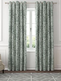 GM - 7 Feet Abstract Grommet Semi-Sheer Door Curtain Panel (Set of 2)
