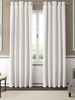GM - 7 Feet Geometric Grommet Semi-Sheer Door Curtain Panel (Set of 2)