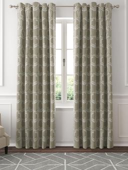 GM - 7 Feet Geometric Grommet Room Darkening Door Curtain Panel (Set of 2)