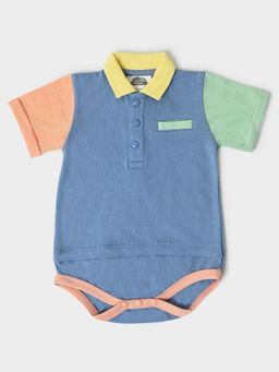 Mi Arcus - Boys Polo Romper Blue