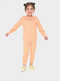 Mi Arcus - Girls Peach Knitted Top with Pyjama Jumper (Set of 2)