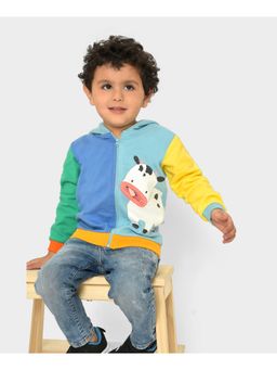 Mi Arcus - Colorblock Hooded Sweatshirt with Zipper Closure