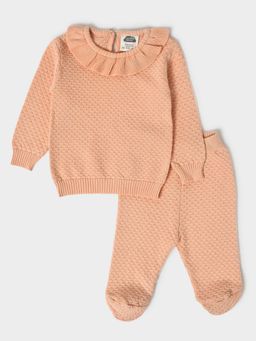 Mi Arcus - Girls Peach Knitted Jumper with Booties