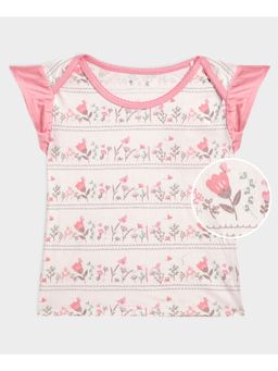 Mi Arcus - Baby Girl Flower Print Half Sleeve Top