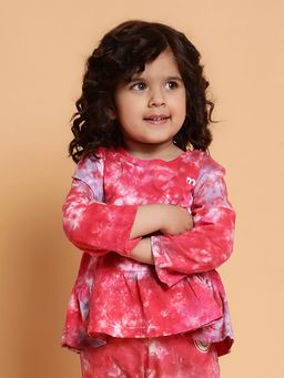 Mi Arcus - Baby Girl Medley Pink Full Sleeve Peplum Top