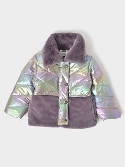 Mi Arcus - Girls Purple Lightweight Crop Puffer Jacket