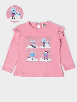 Mi Arcus - Infant Girls Graphic Printed Round Neck Cotton Regular Top